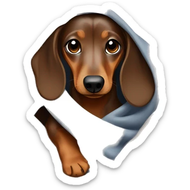 Dapple brown dachshund going under a blanket sticker