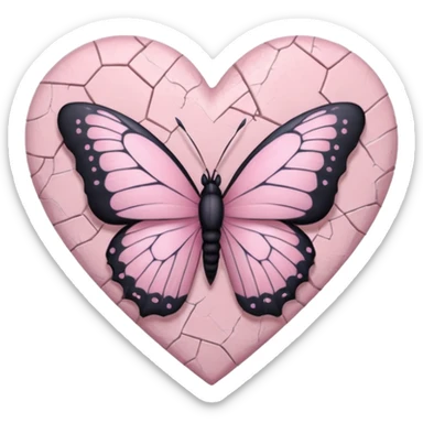 pastel goth heart with pastel butterfly sticker