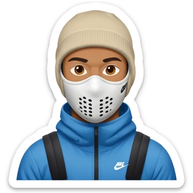Man standing with a nike ski mask sticker