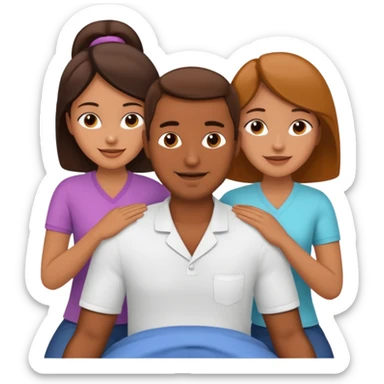A brown massage man massaging females sticker
