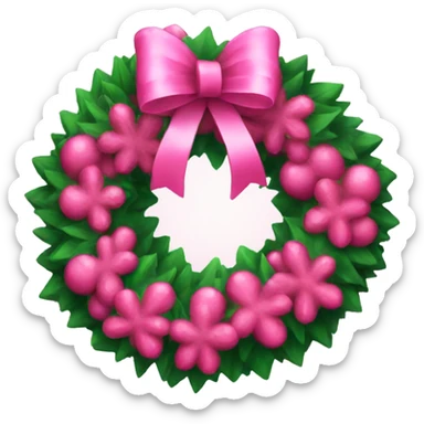pink christmas wreath sticker