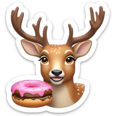 deer eating donuts sticker