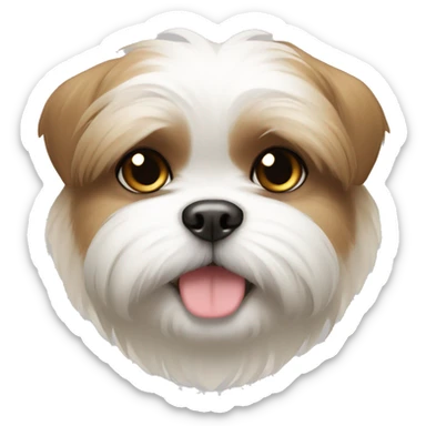 cute shi tzu, white face, light brown around the eyes, in a circle sticker