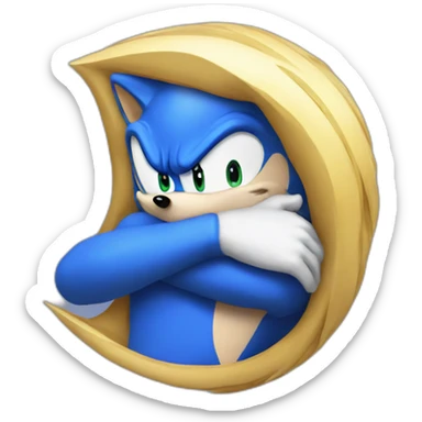 blue sonic the hedgehog hugging sticker