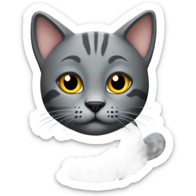 Gray cat with coal  sticker