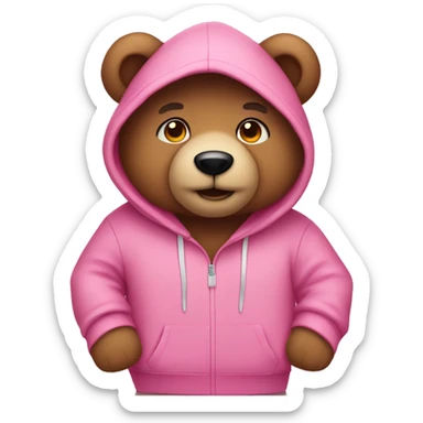Teddy bear wearing a pink hoodie sticker