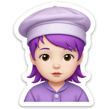 purple haired little baby with white hat sticker