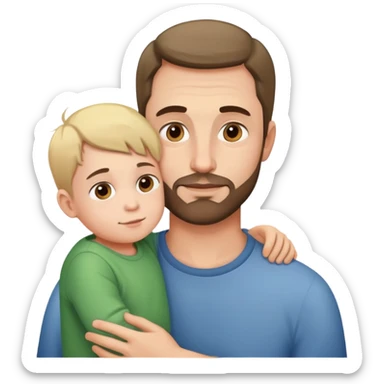 Caring father with a child sticker