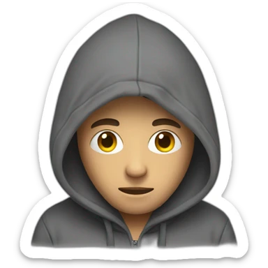a man in hoodie with hidden face sticker
