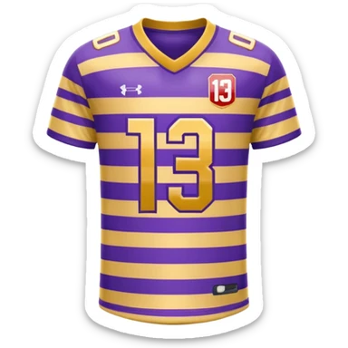 football jersey gold with purple stripes with number 13 on the front sticker