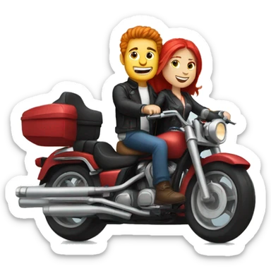 White man and girl with red hair riding together on a motorcycle  sticker