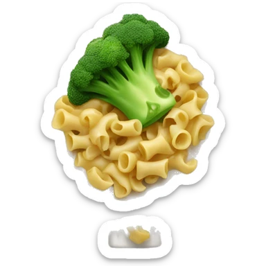 dish with macaroni and pieces of broccoli sticker