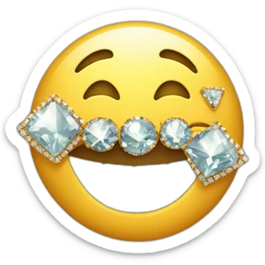 smiling emoji with diamond and gold teeth sticker