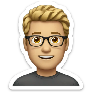 white guy with glasses with browm hair sticker