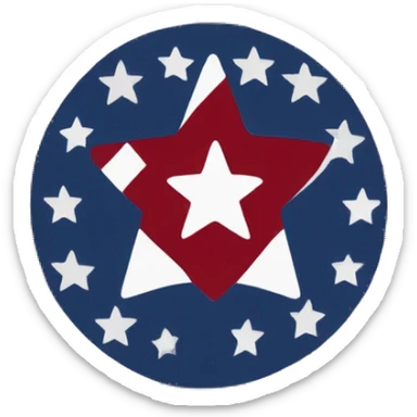 Flat image of a Betsy Ross Flag with the letters AM inside the circular star field sticker