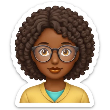 Chica, pelo chino morena con lentes
 sticker