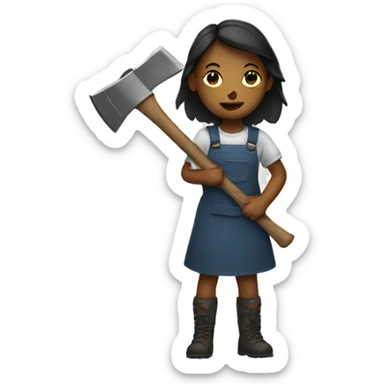a girl holding a ax sticker