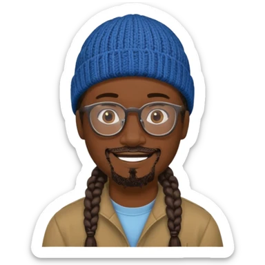 man with braids glasses beanie and goatee sticker
