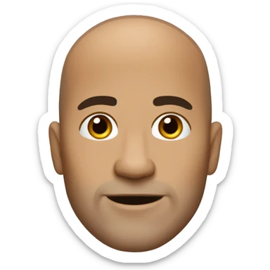 Cartoon character in Bitmoji style tan bald shaved male, around 40 years old with no glasses sticker