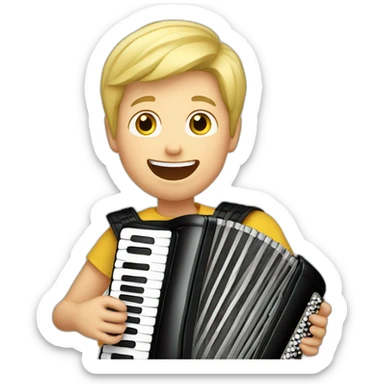 Blond boy playing accordion sticker