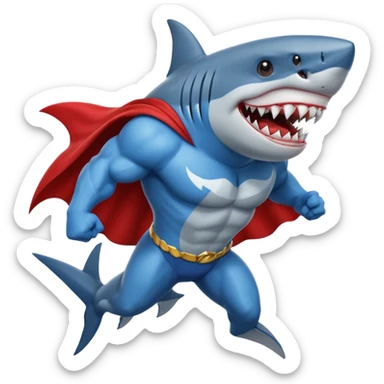 superhero shark sticker