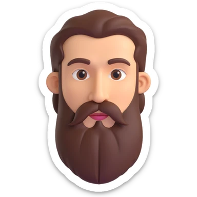 Primitive human face with thick beard and hair sticker