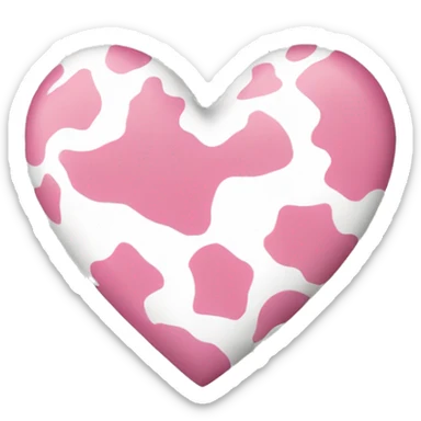 Pink and white cow print love heart  sticker