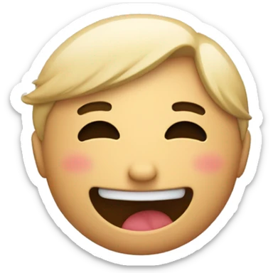 A person thats blushing covering their face while giggling sticker