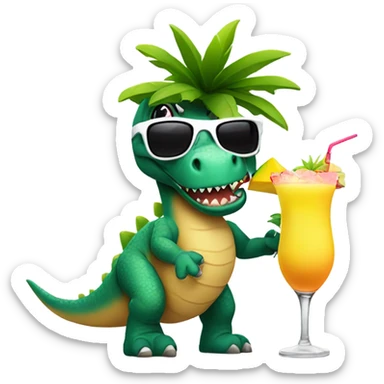Dino whit pinacolada and sunglass sticker