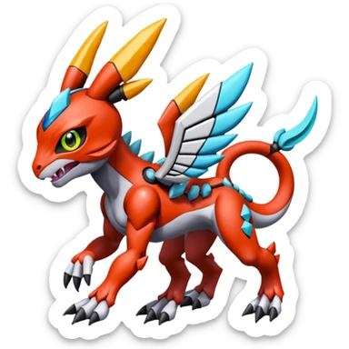 Meloetta-Guilmon-Wargreymon-Protogen-Pokémon-Digimon-Fakémon-fusion-hybrid-creature sticker