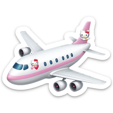 white hello kitty airplane  sticker