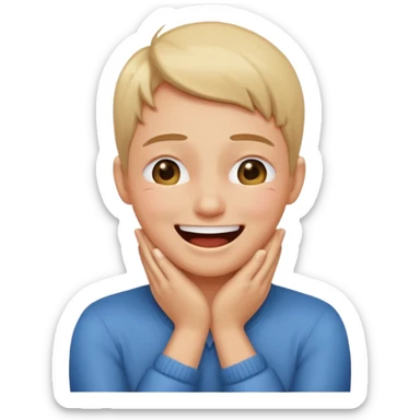 person hands crossed around neck laughing crying sticker