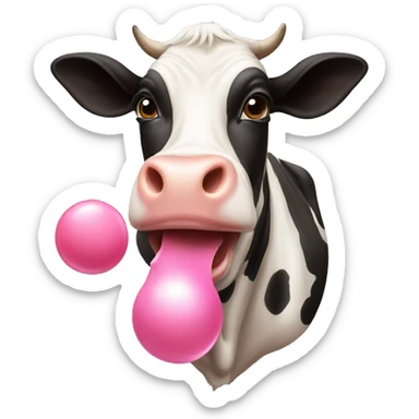 A cow thats chewing bubblegum sticker