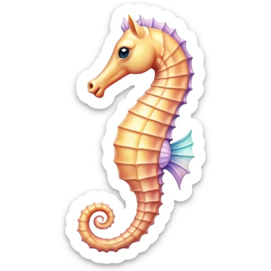 Cinematic Realistic Noble Sea Horse Portrait Emoji, Poised and graceful, with a slender, curved body and an elegantly arched neck adorned with finely detailed, shimmering scales in soft pastel hues, and gentle, focused eyes, rendered with lifelike texture and natural light; high shine, intelligent and serene, styled with an air of oceanic elegance, focused and attentive, soft glowing outline, capturing the essence of a watchful and confident sea horse that appears to drift out of the screen with effortless grace! sticker