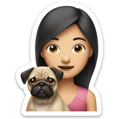 Asian woman with pug sticker