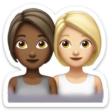 two girl best friends brunnette and blonde sticker