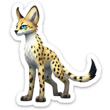 Epic Edgy Colorful ethereal eldritch Sergal-Serval-Fionbri full body sticker