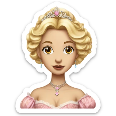 Rococo princess detailed blonde hair pink gown sticker