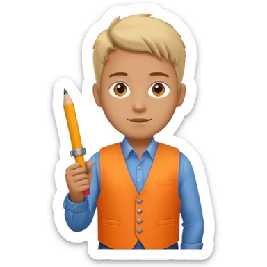 Draftsman in orange waistcoat  sticker