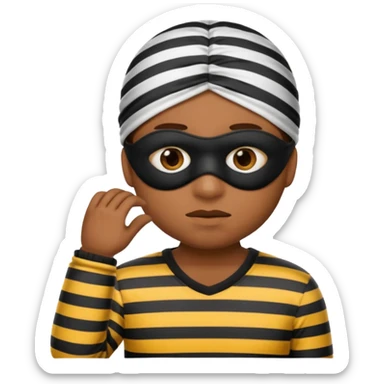 A theif robber emoji,Stripped shirt.eye mask. sticker
