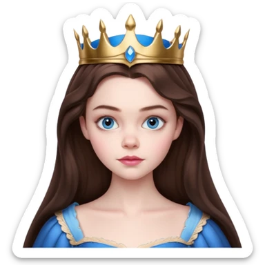 Elle fanning as princess Aurora in Maleficent but with chocolate brown hair and blue eyes, slightly bigger pink lips. and looking 25 years old sticker