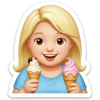 A fat girl eating a lot of ice cream sticker