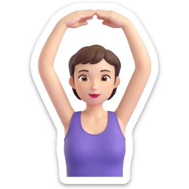 woman with short hair, sleeveless shirt, arms up, confident pose, clean design sticker