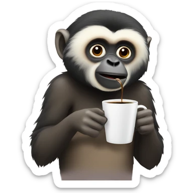 Gibbon drinking coffee  sticker