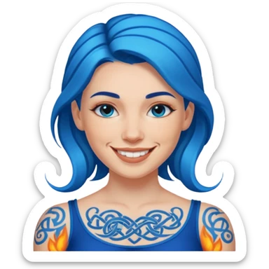 Hot Druid with glowing blue Celtic tattoos sticker