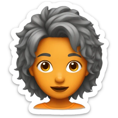 girl with orange Wolf hair cut sticker