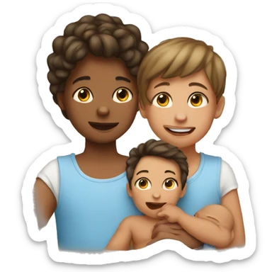 girl with boys and baby sticker