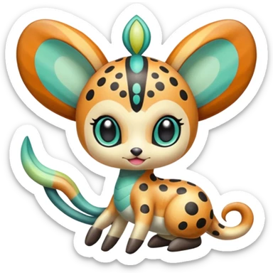 Colorful Exotic Tropical Striped Spotted Dotted dusted Glossy Shiny Meloetta-Vernid-Trico-Kirby-Fakémon-creature-hybrid sticker