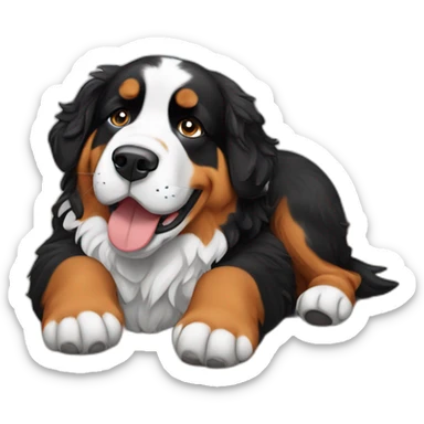 bernese mountain dog is on its back sticker