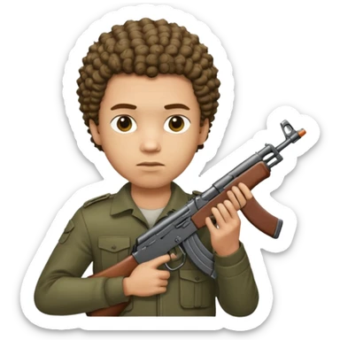 AK47 in hand, light skin male with shortest curly hair  sticker